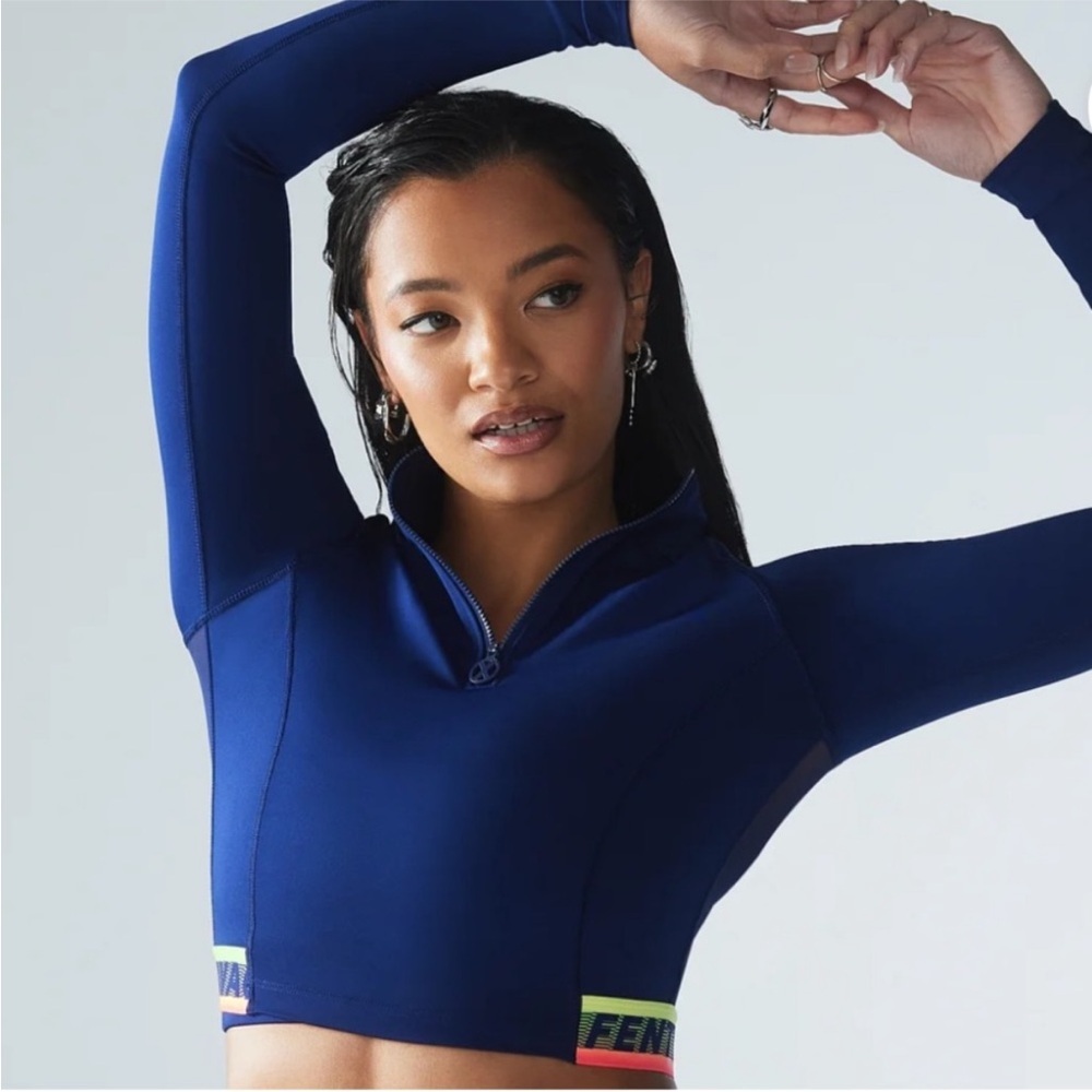 BNWT SET Savage X Fenty Main Player Half Zip Top & Biker Shorts Size Small Blue